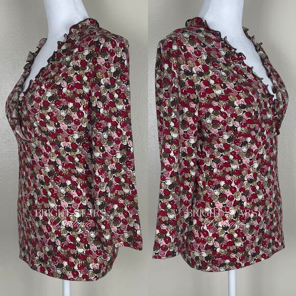 Rare Vintage Pink Print Top ASO Phoebe Buffay Friends V-Neck Faux Wrap Y2K - Picture 7 of 11